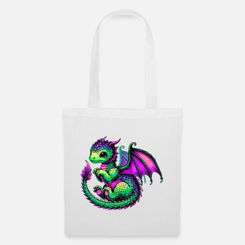 Drache - Stoffbeutel - Weiß