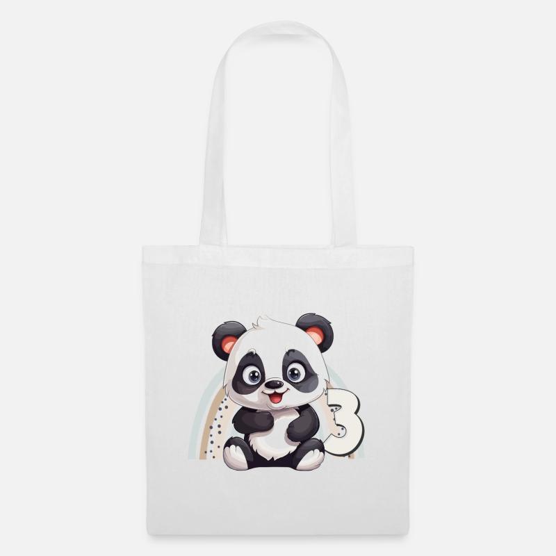 3. Geburtstag Panda Bär Regenbogen Süß Niedlich - Stoffbeutel - Weiß