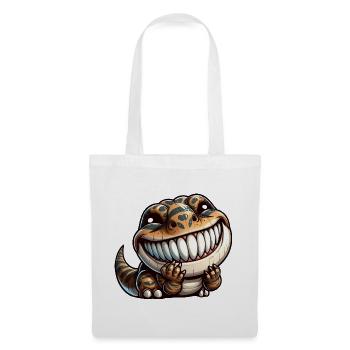 Mignon timide timide dinosaure dessin animé - Sac en tissu - blanc - Devant