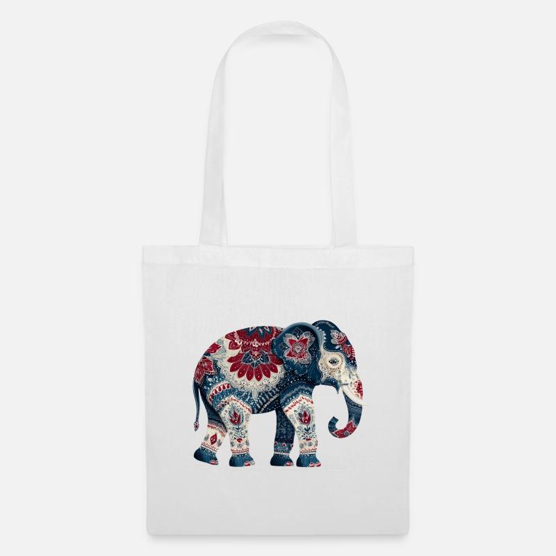 Éléphant bleu indigo - Sac en tissu - blanc