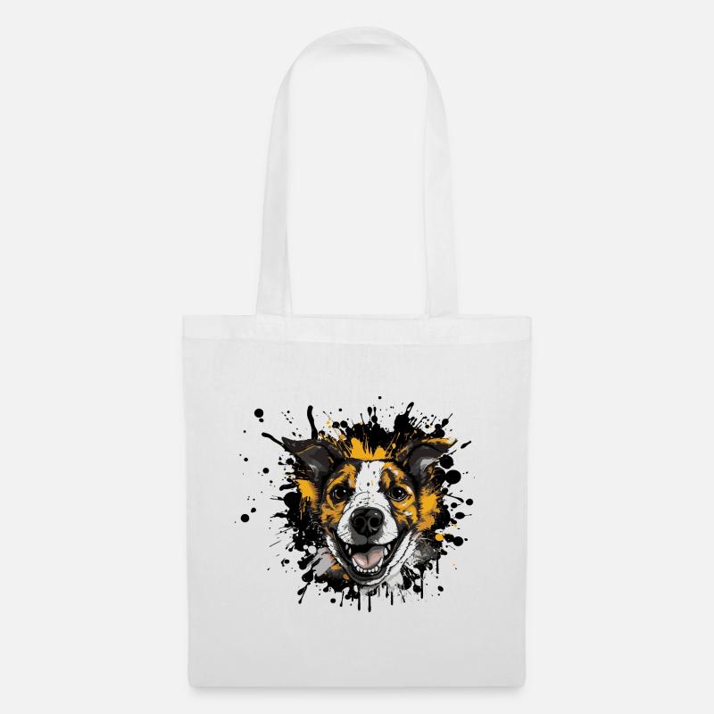 Beagle Spritz Porträt - Stoffbeutel - Weiß