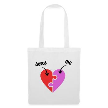 Jesus & me - Heart - Puzzle - Christian - Tote Bag - white - Front