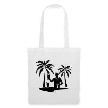 Silhouette de plage de palmiers de vacances - Sac en tissu - blanc - Devant