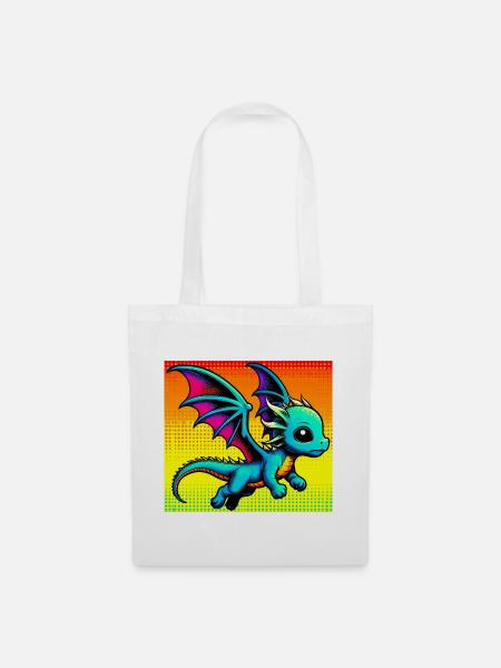 Drache - Stoffbeutel - Weiß
