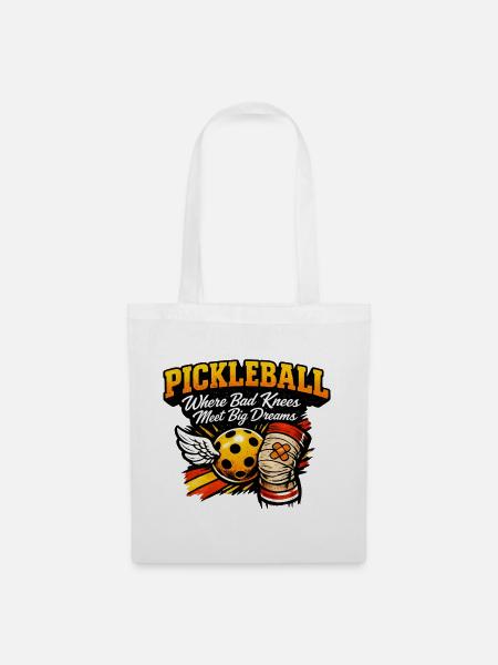 Pickleball Große Träume, Knie Power - Stoffbeutel - Weiß