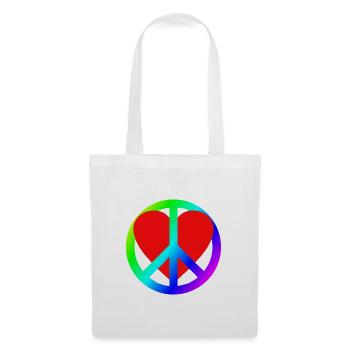 Herz Frieden Regenbogen Symbol - Stoffbeutel - Weiß - Vorne