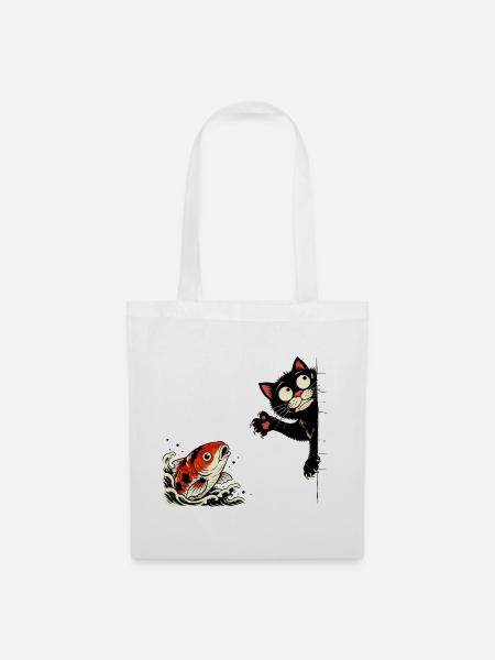 Koi Fische Kois-Karpfen KOI-KATZE Koi - Stoffbeutel - Weiß