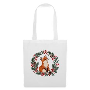 Fuchs im Winterkranz - Stoffbeutel - Weiß - Vorne