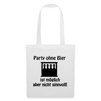 Party Bier - Stoffbeutel - Weiß - Vorne