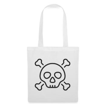 Totenkopf-und-Knochen-Linien-Symbol - Stoffbeutel - Weiß - Vorne