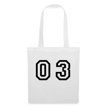 Nummer - 03 - null drei - Stoffbeutel - Weiß - Vorne