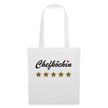 5 Sterne Chefköchin mit Herz. * Koch Köchin kochen - Stoffbeutel - Weiß - Vorne