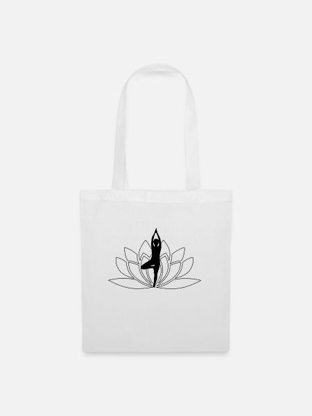 Namaste Lotus Blüte / Geschenk Idee - Stoffbeutel - Weiß