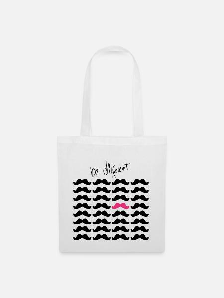 Mustache Moustache "be different" 2c - Stoffbeutel - Weiß