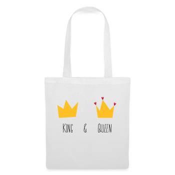 Roi et reine couronne coeur mariée marié M. Mme & - Sac en tissu - blanc - Devant