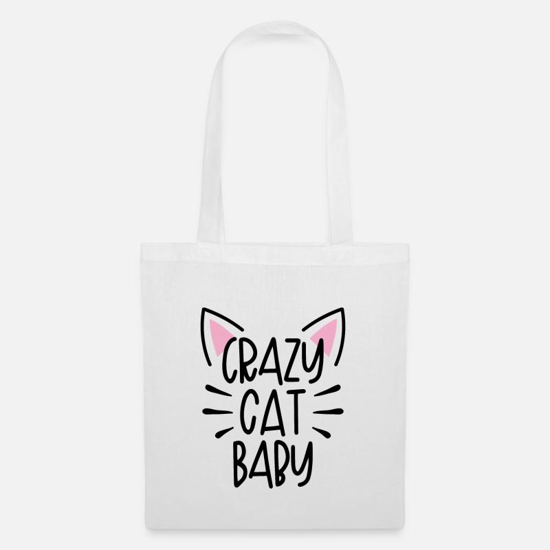 Crazy cat baby - Stoffbeutel - Weiß