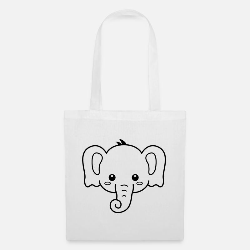 Baby Elefant - Niedlicher Kopf eines Elefanten - Stoffbeutel - Weiß