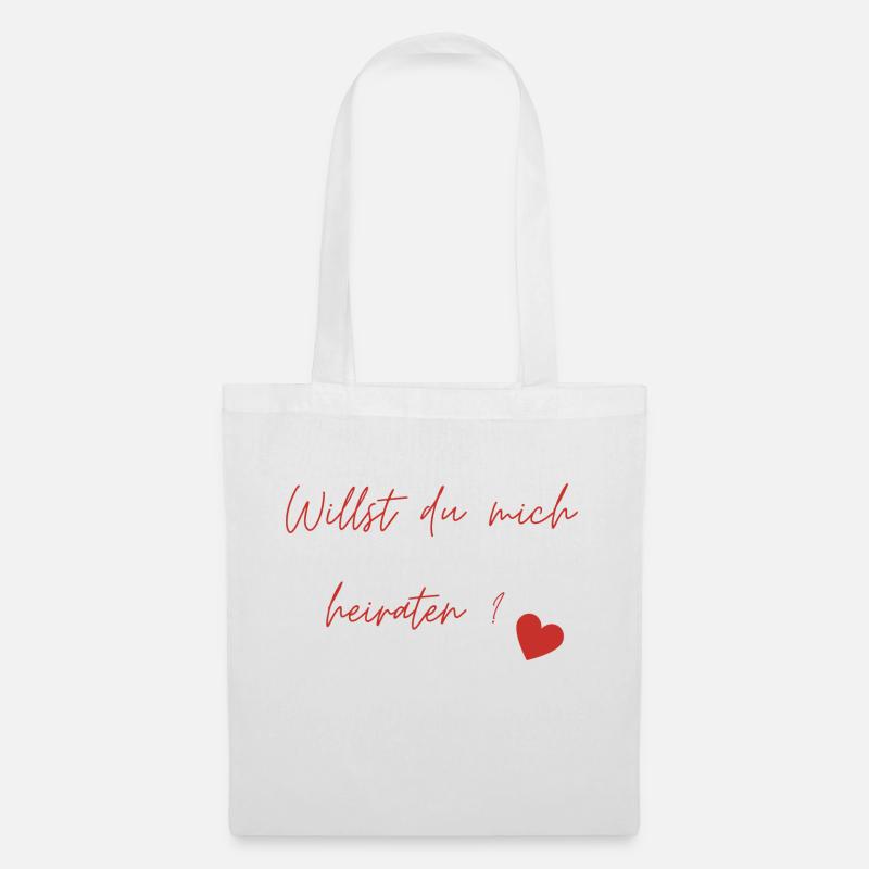 Willst du mich heiraten? Verlobung Design - Stoffbeutel - Weiß