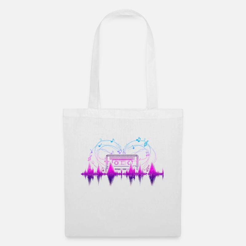 Musik Geschenk Kassette Herz Soundwave - Stoffbeutel - Weiß