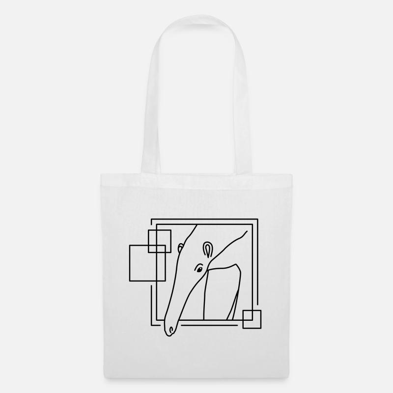Ameisenbär in geometrischer Form - Line-Art-Design - Stoffbeutel - Weiß