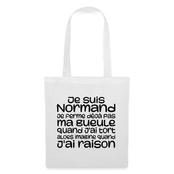 Normande Je Ferme Pas Ma Gueule Normandie Humour - Sac en tissu - blanc - Devant
