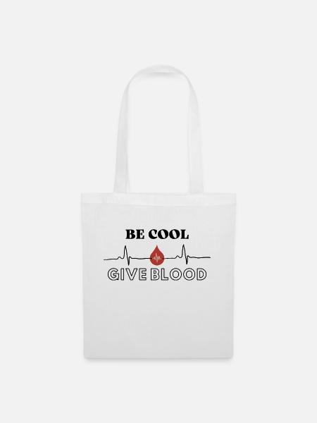 BE COOL GIVE BLOOD mit Herzschlag - Stoffbeutel - Weiß