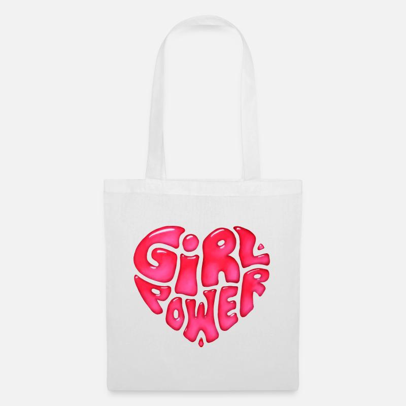 Girlpower Textdesign in Herzform - Stoffbeutel - Weiß