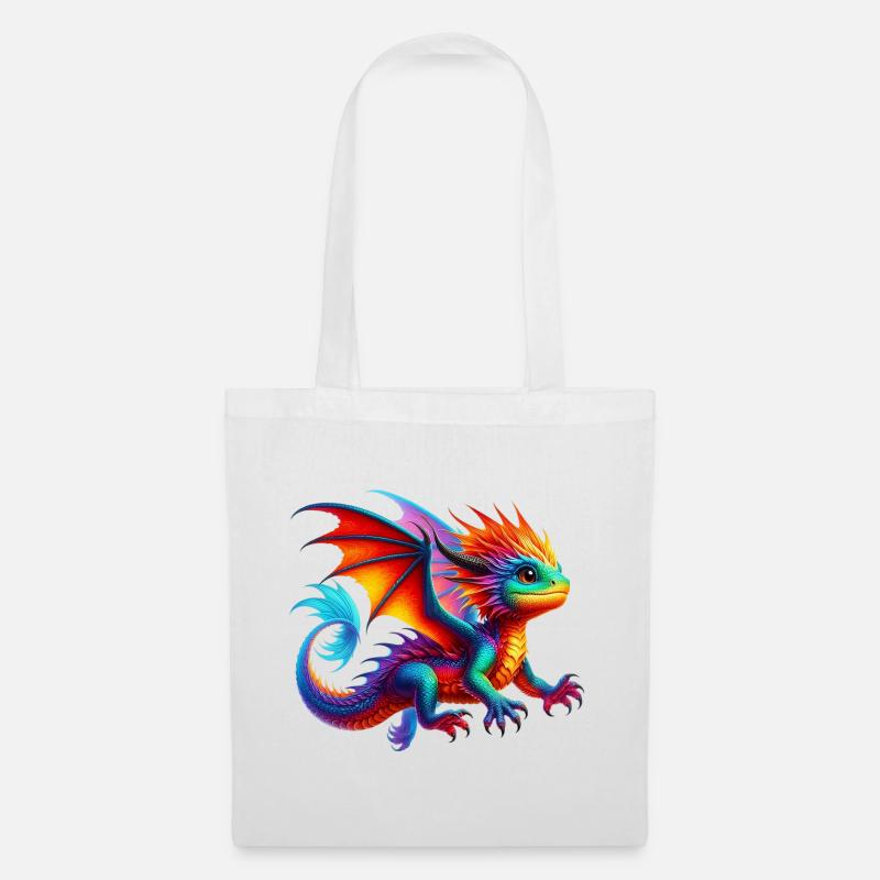 Drache - Stoffbeutel - Weiß