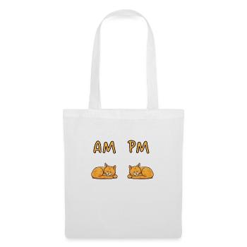 AM PM Tôt Chat en retard Design - Sac en tissu - blanc - Devant