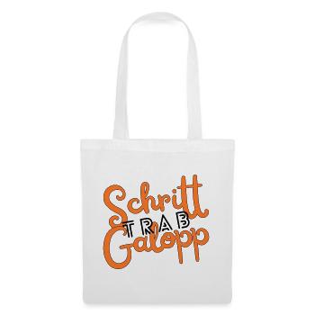 Schritt Trab Galopp - Stoffbeutel - Weiß - Vorne