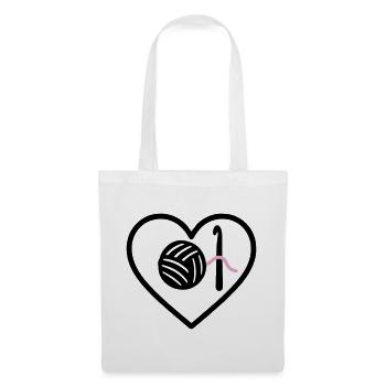 Crochet Knitting Heart Yarn Pink Handmade Woman - Tote Bag - white - Front