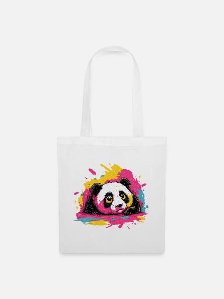 Panda Farbsplash - Stoffbeutel - Weiß