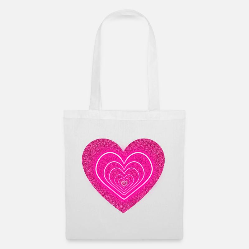 Rosa Glitzerherz-Liebesdesign - Stoffbeutel - Weiß