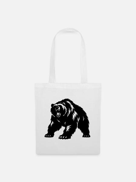 Grizzly Bär Silhouette - Stoffbeutel - Weiß