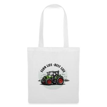 Farm Life – Green and Red Tractor Vintage Style - Tote Bag - white - Front