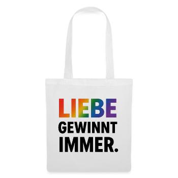 Regenbogen Spruch Liebe Gewinnt Immer - Stoffbeutel - Weiß - Vorne