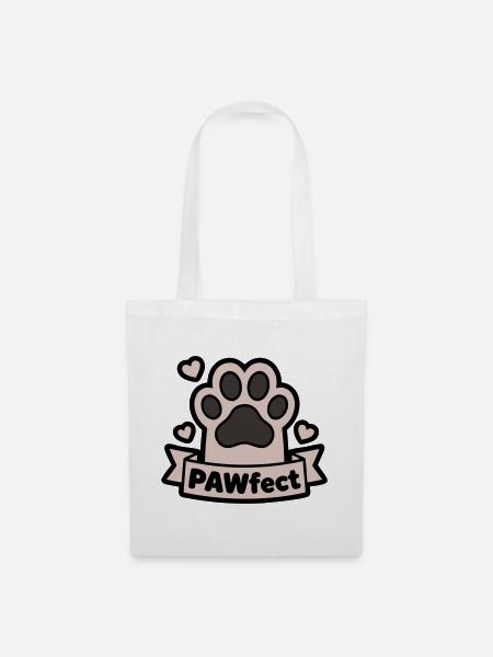 Pfote Pawfect Banner Textfeld - Stoffbeutel - Weiß