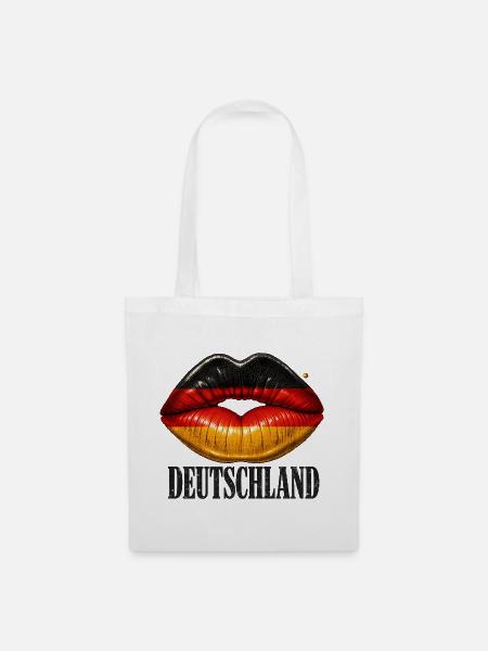 Lippen mit Deutschland-Flagge - Stoffbeutel - Weiß