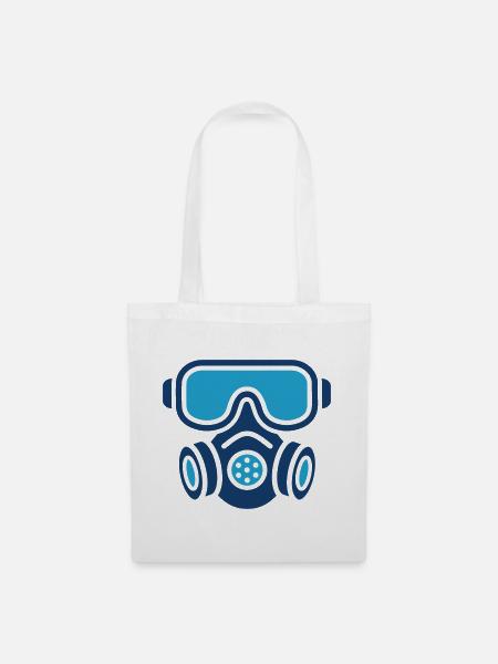 Gasmasken-Liniensymbol Schutzvektorsymbol - Stoffbeutel - Weiß