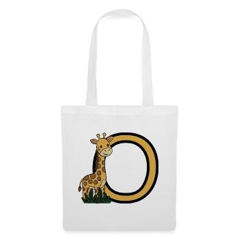 Giraffe and Oval Letter O Cartoon Design - Tote Bag - white - Front