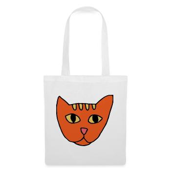 Orange Katzengesicht Pop-Art - Stoffbeutel - Weiß - Vorne