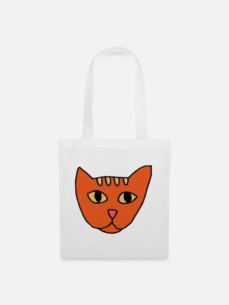 Orange Katzengesicht Pop-Art - Stoffbeutel - Weiß