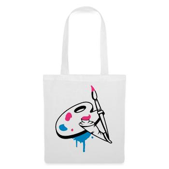 Paint brush, color and painter's palette - Tote Bag - white - Front
