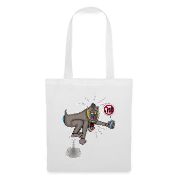Singe et téléphone portable - Sac en tissu - blanc - Devant