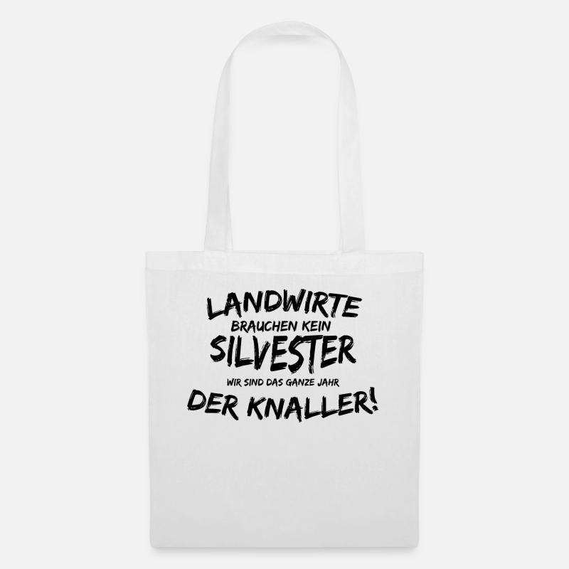 Landwirt Bauer Silvester | lustig Spruch Geschenk - Stoffbeutel - Weiß