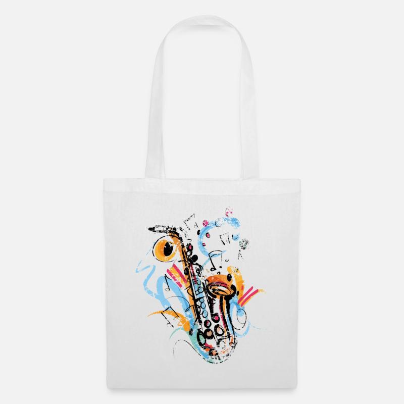 Saxophone Painting - Stoffbeutel - Weiß