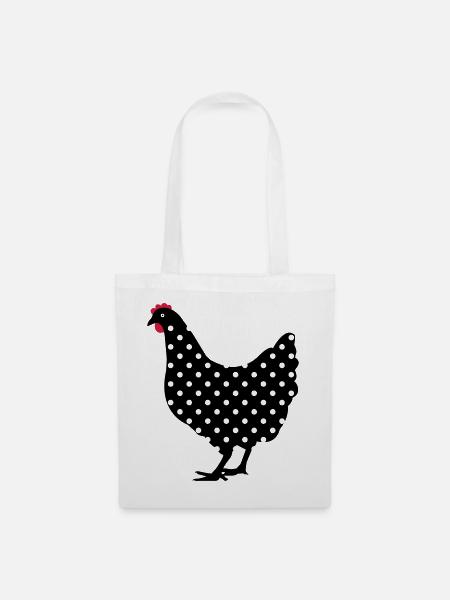 Huhn Henne gepunktet - Stoffbeutel - Weiß