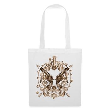 revolvers steampunk richement décorés avec cartouches - Sac en tissu - blanc - Devant