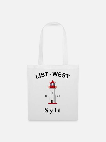 Kultiger Leuchtturm List-West auf Sylt, Nordsee - Stoffbeutel - Weiß