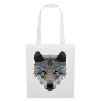 Wolfkopf -Low Poly Art. - Stoffbeutel - Weiß - Vorne